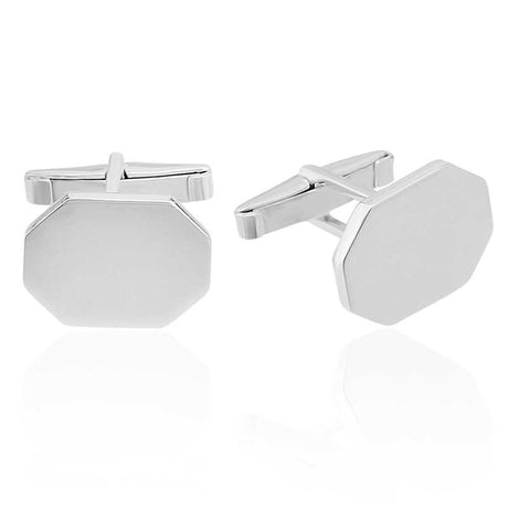 Cufflinks - Silver-Tone Octagonal Polished Design