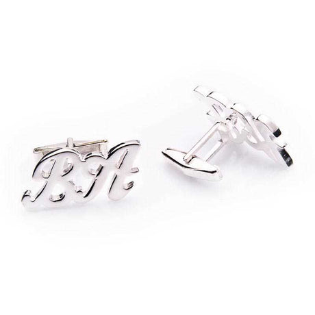 Personalized Initial Cufflinks - Sterling Silver Script Monogram