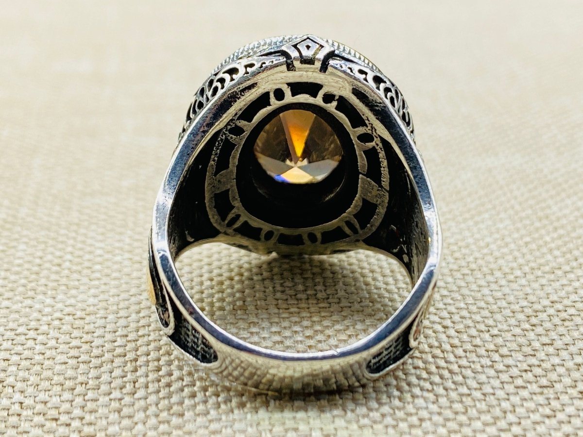 Champagne Citrine Men's Silver Ring