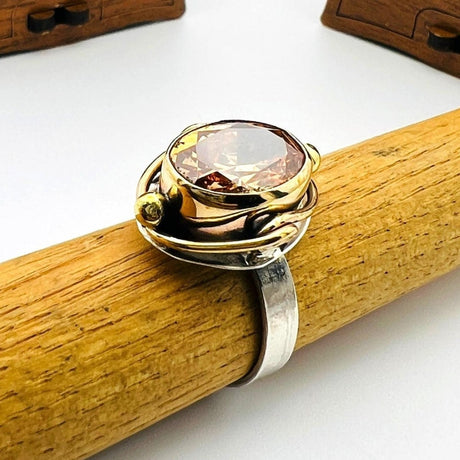 Champagne Citrine Stone Women's Handmade Ring