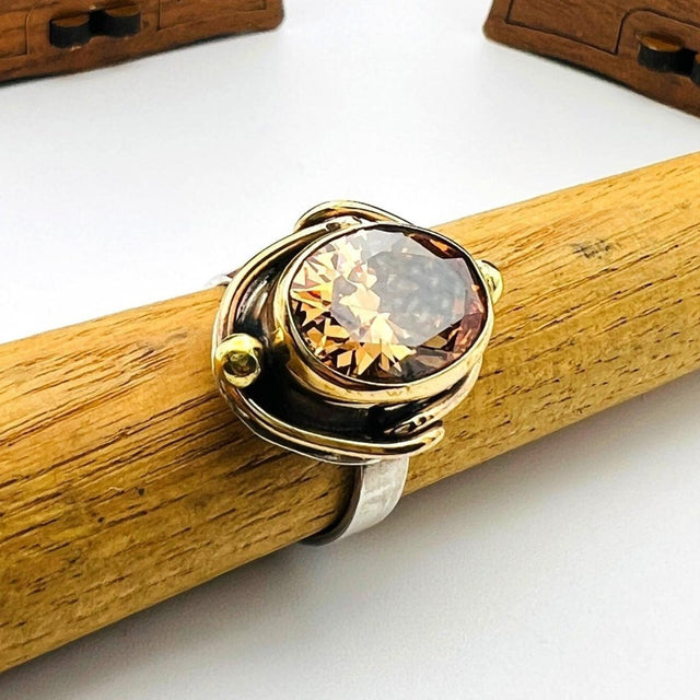 Champagne Citrine Stone Women's Handmade Ring