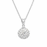 Necklace - Elegant Silver-Tone Pave Crystal Sphere Pendant