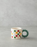Professional Grade Checkerboard Ceramic Mug Colorful Design