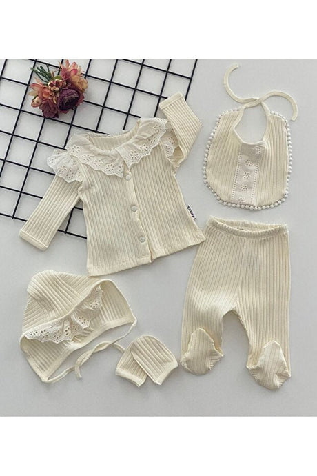 Cheerful Babies Organic Cream Lace Delights - 5 Piece Celebration Set - TryAladdin