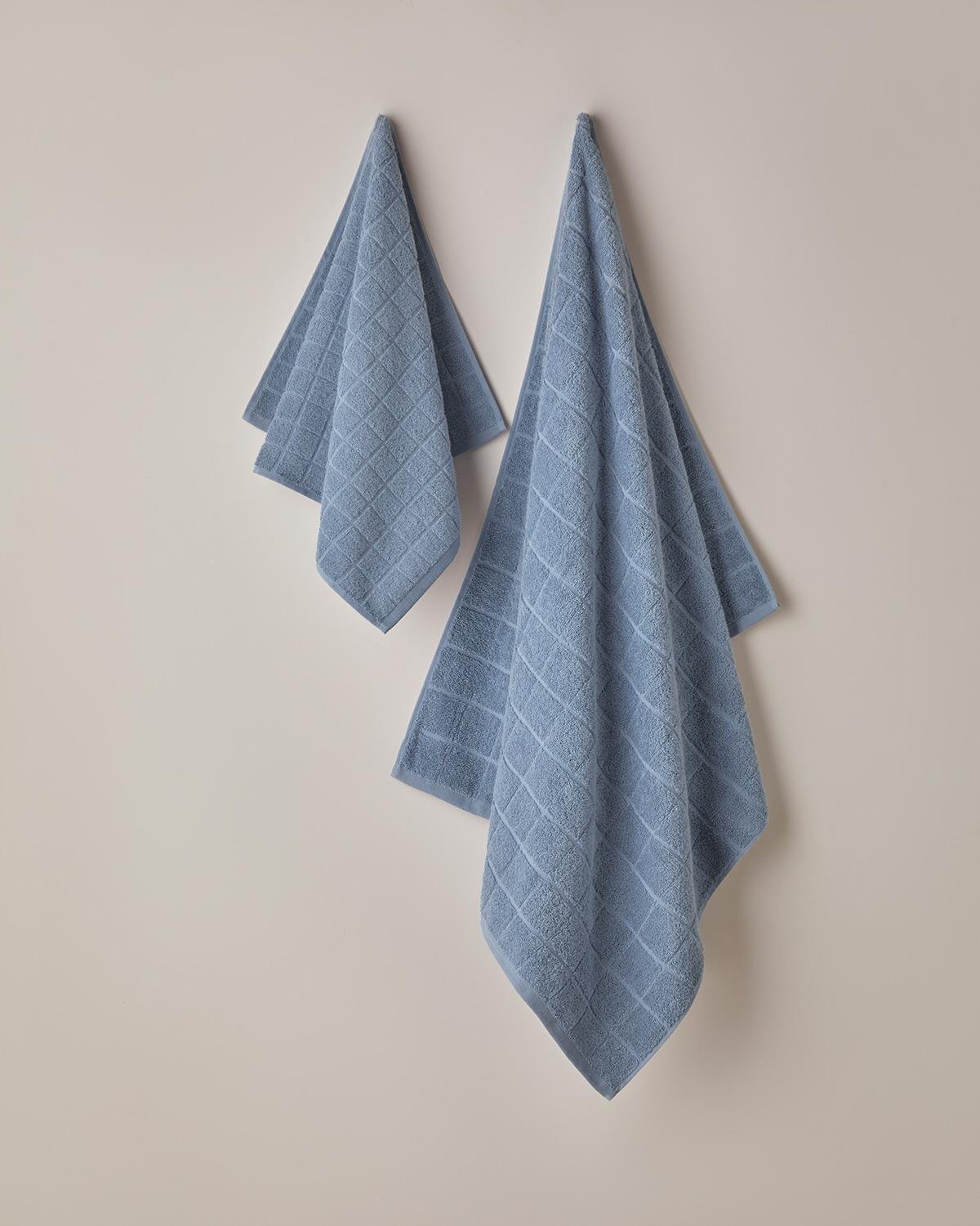 Premium Checker Cotton Face Towel Soft Absorbent Blue