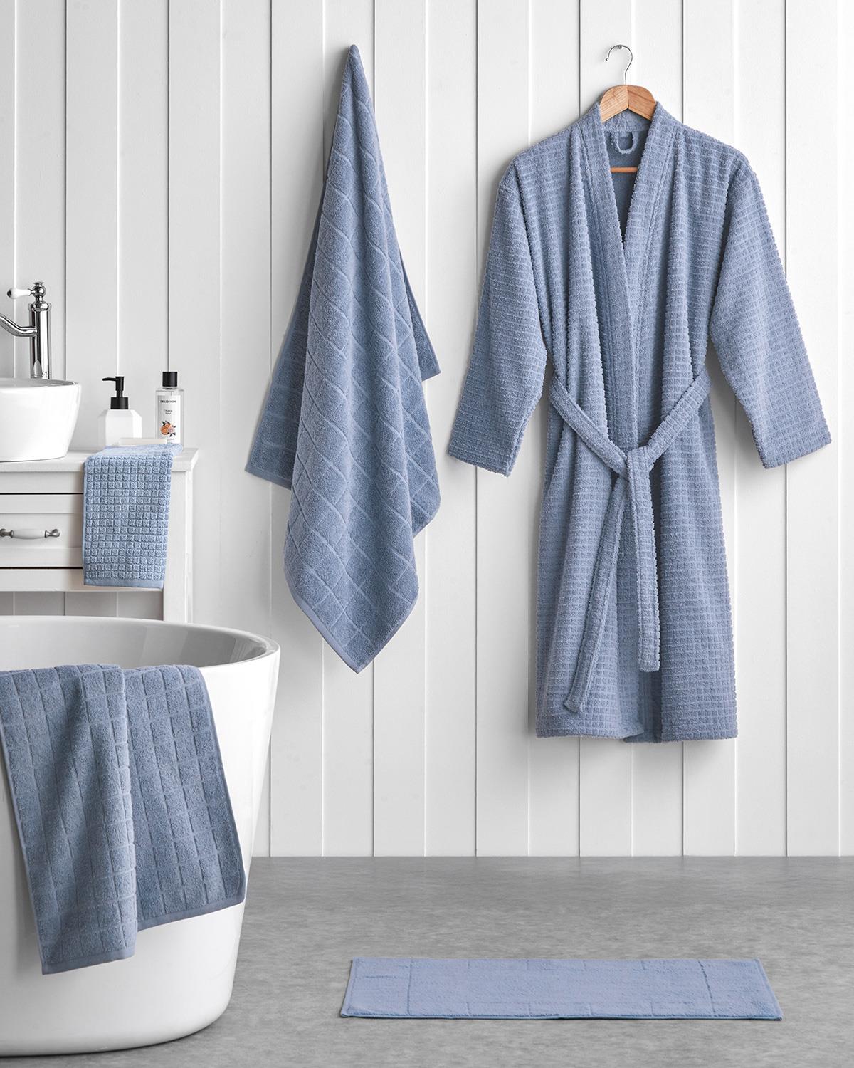 Premium Checker Cotton Face Towel Soft Absorbent Blue