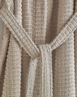 Premium Cotton Checkered Bathrobe Beige Professional Spa Lounge