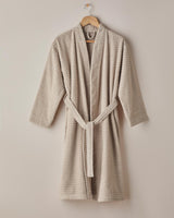 Premium-Cotton-Checkered-Bathrobe-Beige-Professional-Spa-Lounge