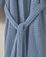 Premium Soft Cotton Bathrobe Chequer Design Blue
