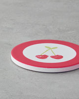 Professional Grade Ceramic Coaster Cherry Design Pink