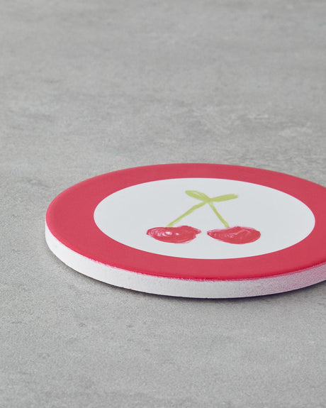 Professional Grade Ceramic Coaster Cherry Design Pink