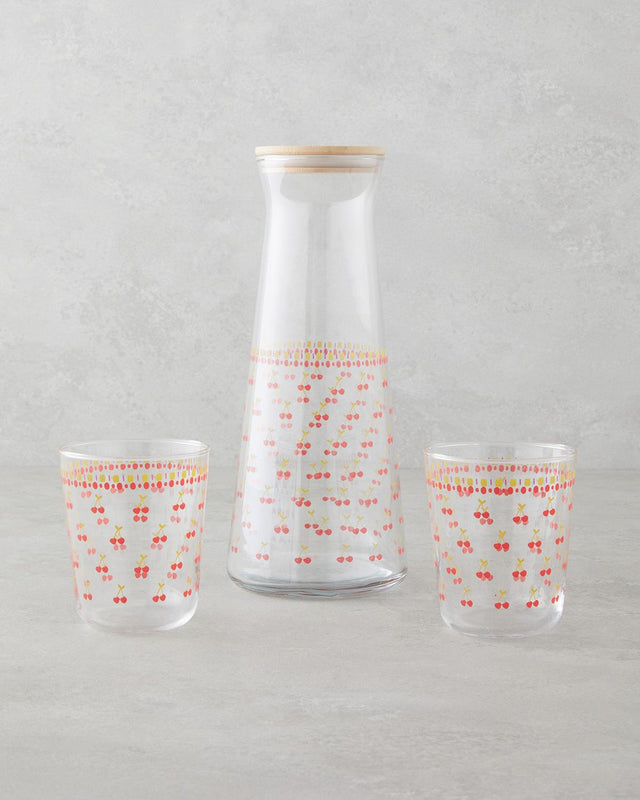Premium 3 Piece Red Glass Water Set Elegant Beverage Service