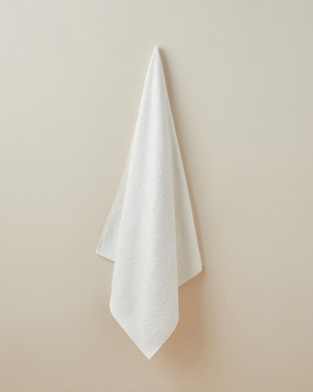 Professional Diamond Weave Cotton Bath Towel - Ivory 80x150cm