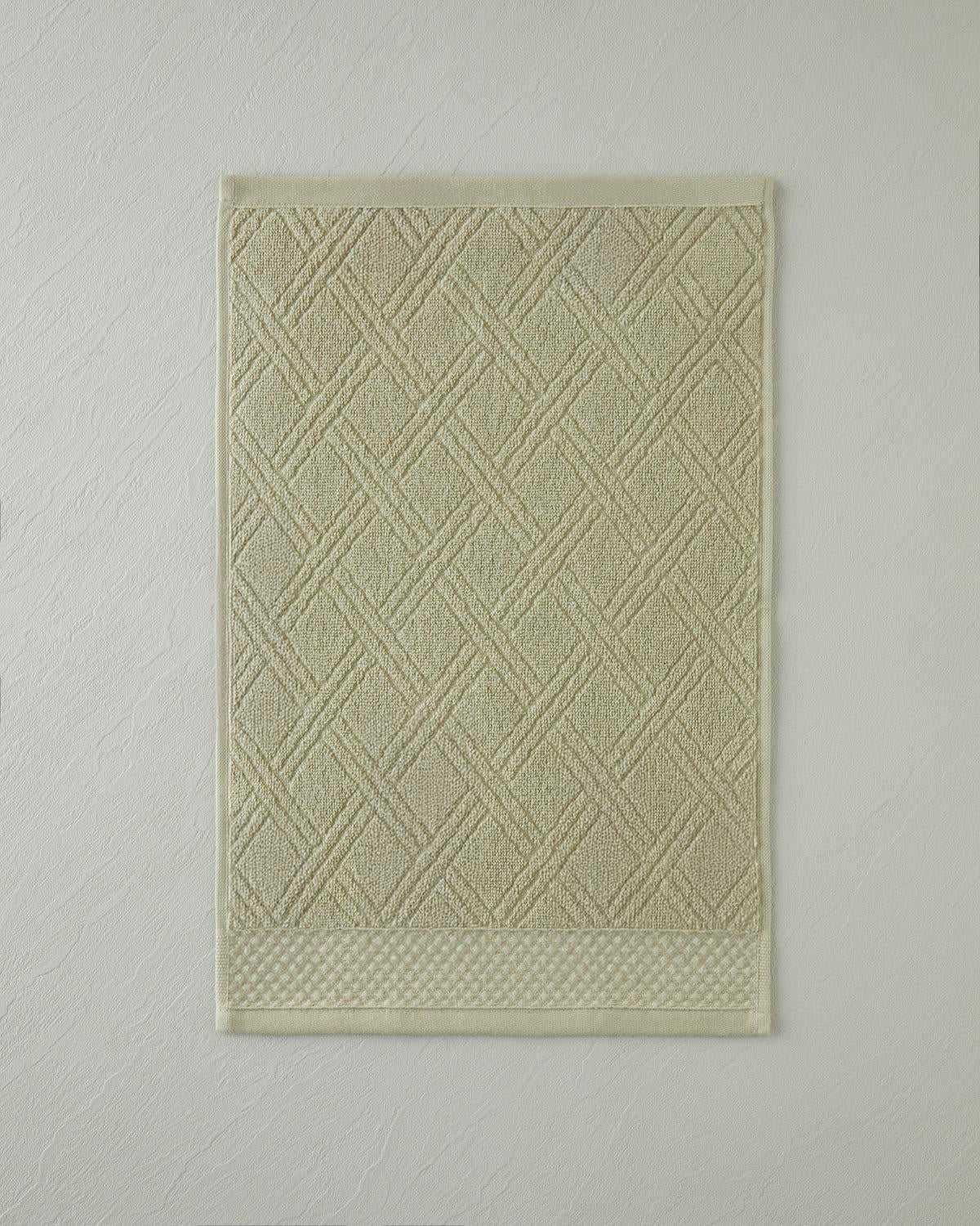 Profesionální bavlněný ručník světle zelený s diamantovým vzorem 30x45 cm