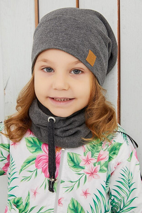 Children's Unisex 100% Cotton Rib Knit Hat & Neck Warmer Set - TryAladdin