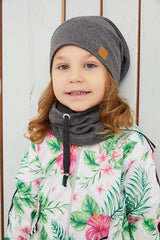 children's Unisex 100% cotton Rib Knit Hat & Neck Warmer Set - TryAladdin