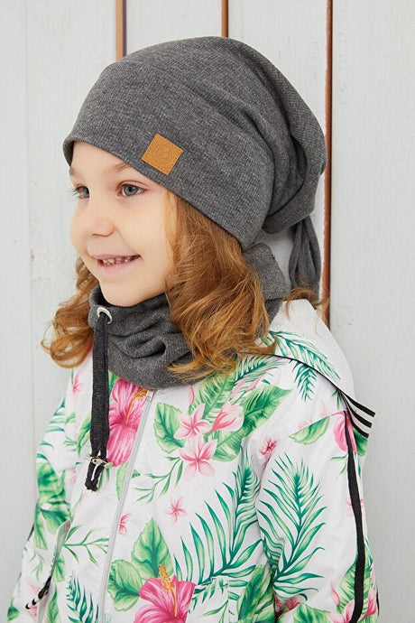 Children's Unisex 100% Cotton Rib Knit Hat & Neck Warmer Set - TryAladdin