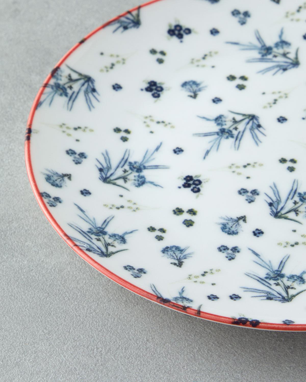 Professional Bone Porcelain Dessert Plate   Chimera Blue Motif