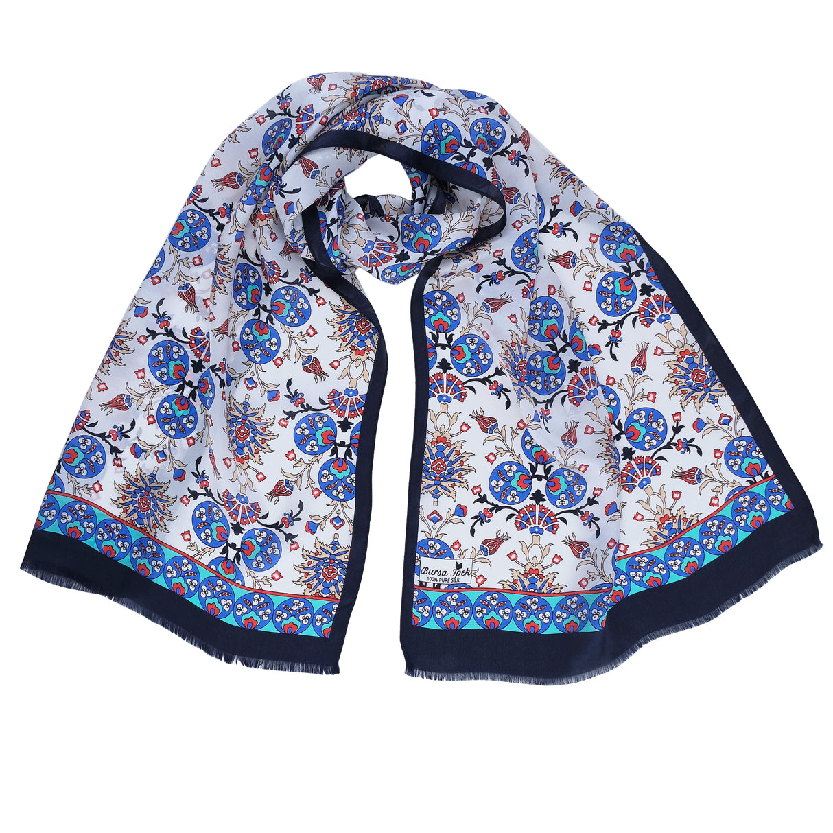 Cintemani Breathable Silk Scarf in Serene Blue and Black