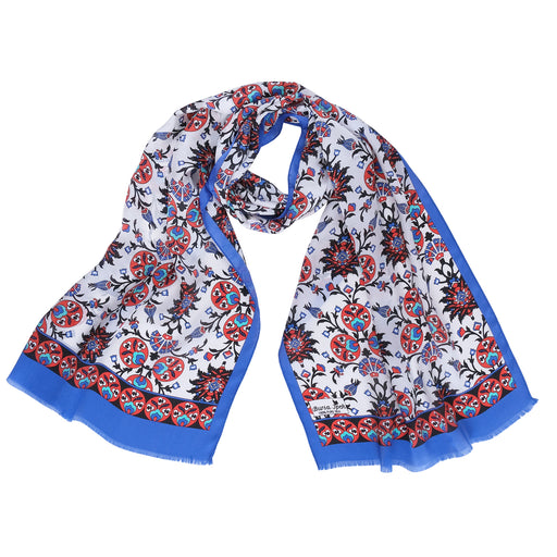 Cintemani Breathable Silk Scarf in Blue & Orange