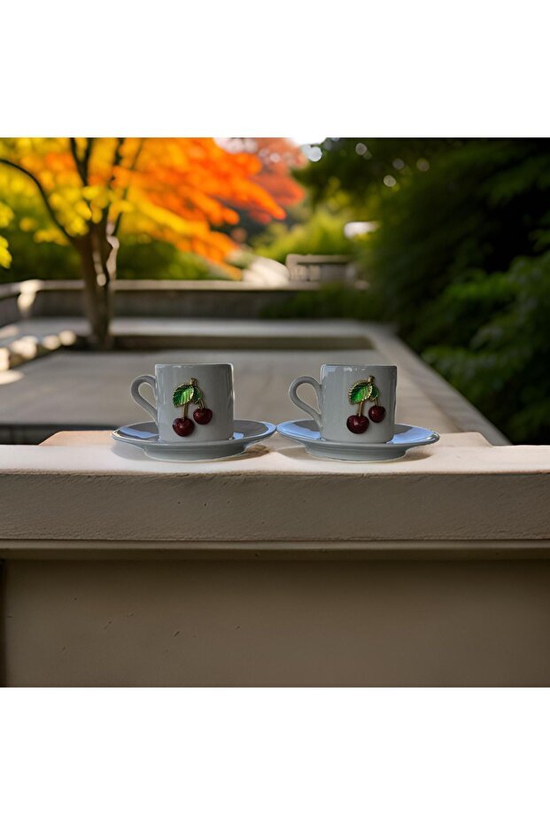 Ciporcal Premium Turkish Coffee Cup Set - Cherry Motif - 2 - Piece - TryAladdin