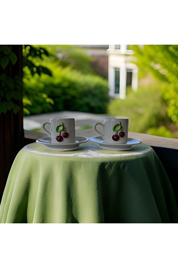 Ciporcal Premium Turkish Coffee Cup Set - Cherry Motif - 2 - Piece - TryAladdin
