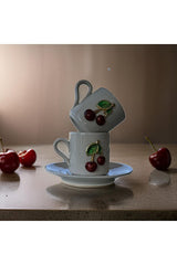 Ciporcal Premium Turkish Coffee Cup Set - Cherry Motif - 2 - Piece - TryAladdin