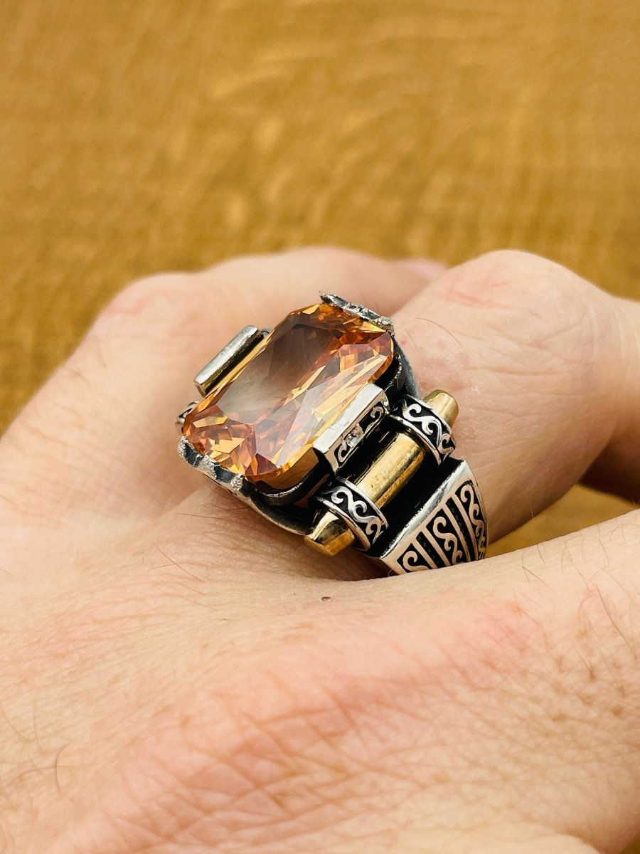 Citrine Silver Men's Ring