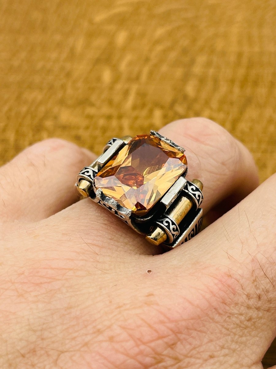 Citrine Silver Men's Ring