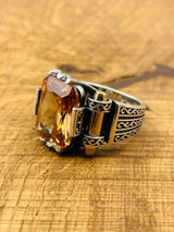 Citrine Silver Men's Ring