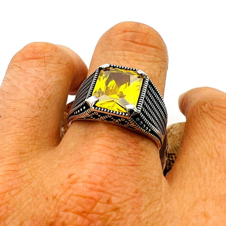 Citrine Silver Men's Ring