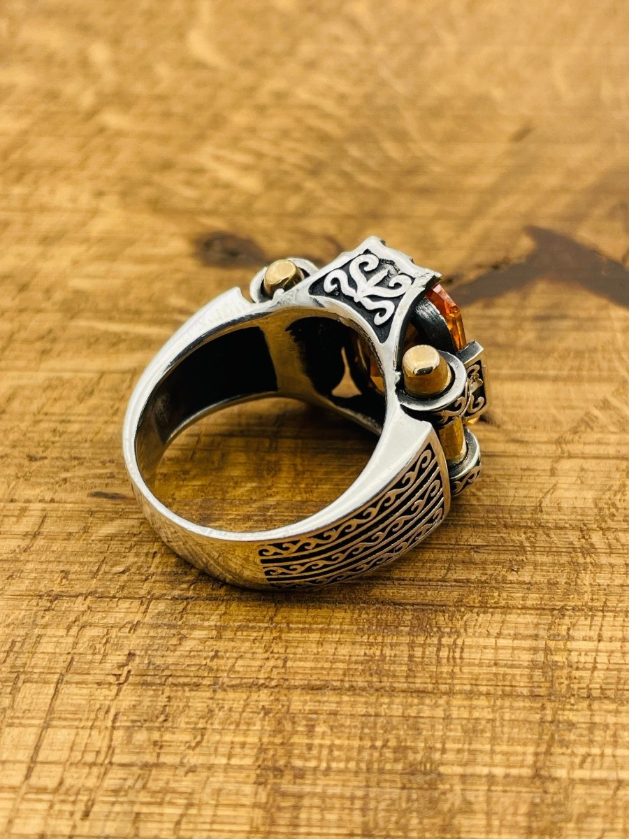 Citrine Silver Men's Ring