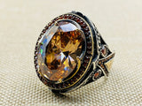 Citrine Stone Silver Men's and Women's Ring