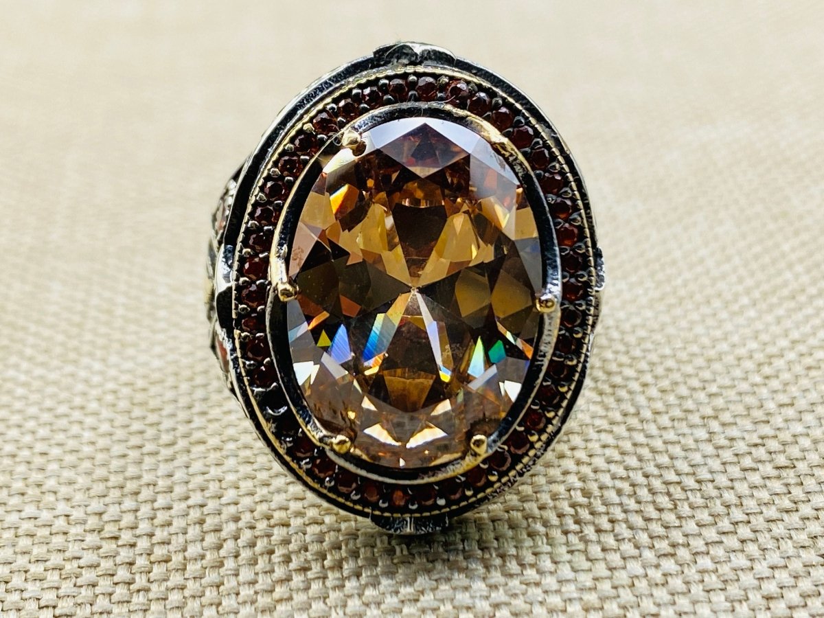 Citrine Stone Silver Men's and Women's Ring