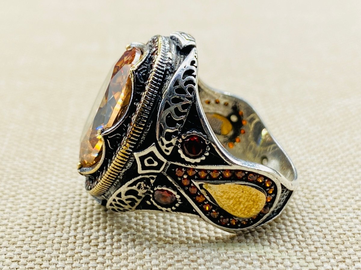 Citrine Stone Silver Men's and Women's Ring