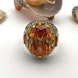 Citrine Stone Silver Unisex Ring