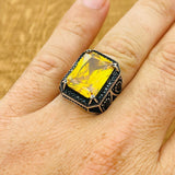 Citrine Stone Square Ring