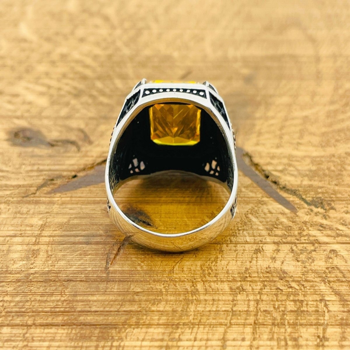 Citrine Stone Square Ring