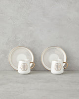 Professional Porcelain Turkish Coffee Cup Set Gold Accent 90ml 4 Piece