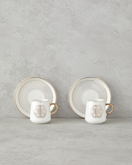 Professional Porcelain Turkish Coffee Cup Set Gold Accent 90ml 4 Piece