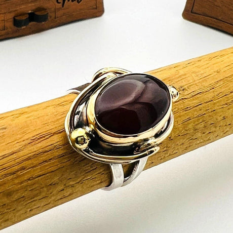 Claret Red Agate Stone Women's Ring