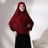 Claret Red Three Layer Veiled Short Chiffon Hijab Souffle Scarf - TryAladdin