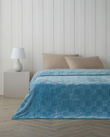 Professional-Grade Classic-Check Jacquard-Supersoft Double-Blanket Blue