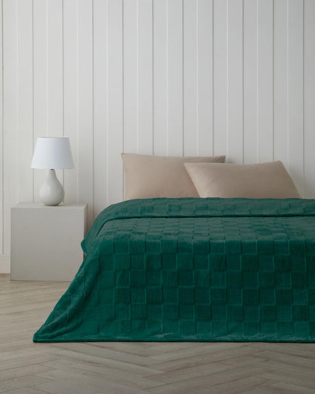 Professional-Grade-Supersoft-Jacquard-Check-Double-Blanket-Dark-Green