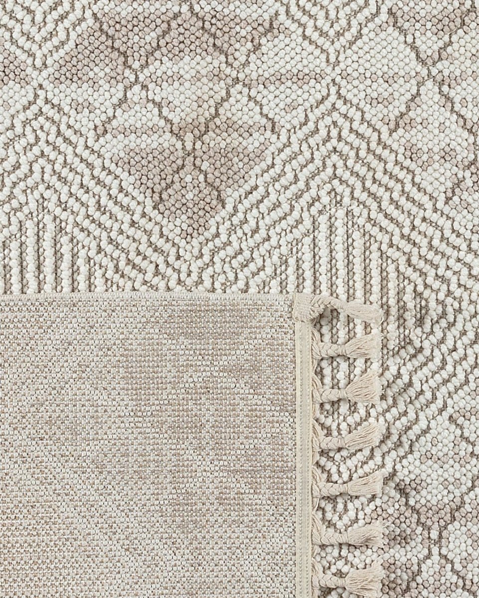 Clavier Fringed Area Rug - Ivory White - TryAladdin