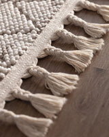 Clavier Fringed Area Rug - Ivory White - TryAladdin