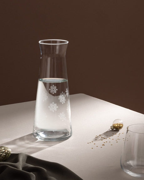 Clear Glass Carafe - Elegant Snowflake Design - TryAladdin