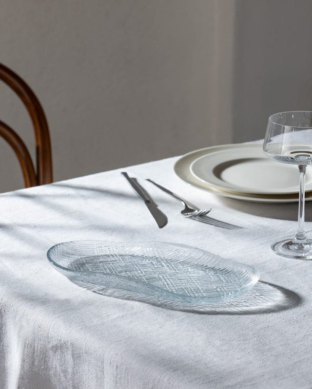 Clear Glass Oval Serving Plate - Modern Minimalist Design - TryAladdin