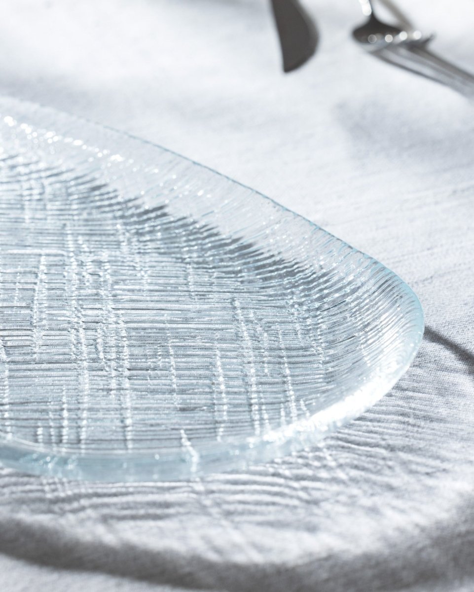 Clear Glass Oval Serving Plate - Modern Minimalist Design - TryAladdin