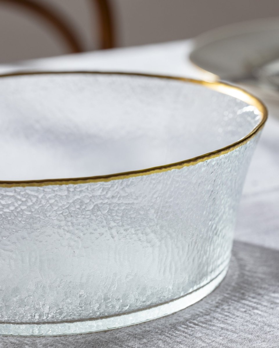 Clear Glass Serving Bowl - Chevreuil Collection for Modern Tables - TryAladdin